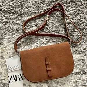 NWT Zara Split Leather Crossbody